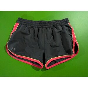 Under Armour Shorts Womens Medium Gray Pink Fitted Heatgear Gym Running Lined